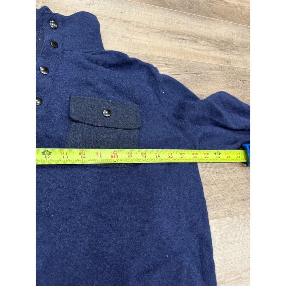 Banana‎ Republic Mens XL Navy Blue Italian Yarn Button Mock Neck Sweater 0802